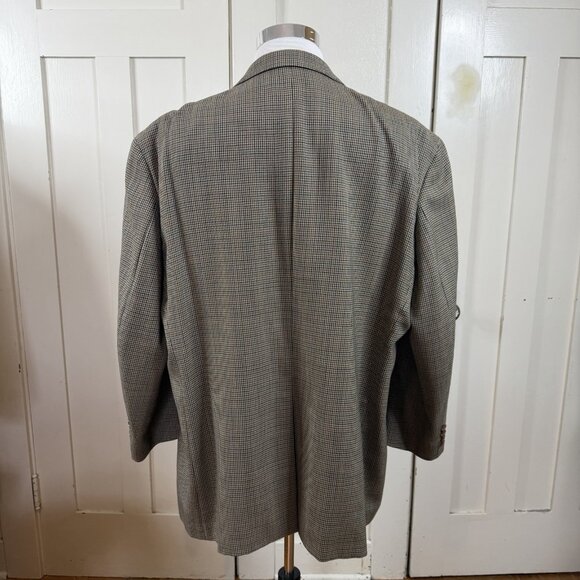 Ralph Lauren Houndstooth Lambswool Brown Tweed Blazer 46R LARP Cosplay Preppy - Picture 5 of 10